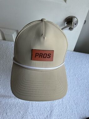 Beige 'PROS' Patch Trucker Hat